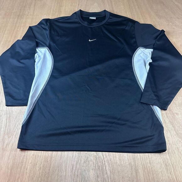 Nike Dri-FIT Men’s Black Gray Long Sleeve Athletic Shirt Size L Performance Top - Picture 1 of 5